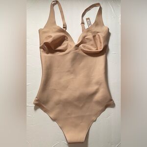 SKIM NWT Core Sculpt Plunge Thong Bodysuit Size 2X Extra Extra Large Color Clay